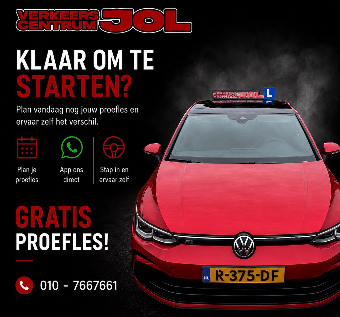 Klaar om te starten met rijles bij Verkeerscentrum Jol